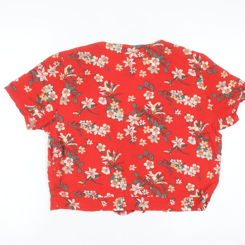 Vero Moda Women's Red Floral Cropped Blouse Size L
