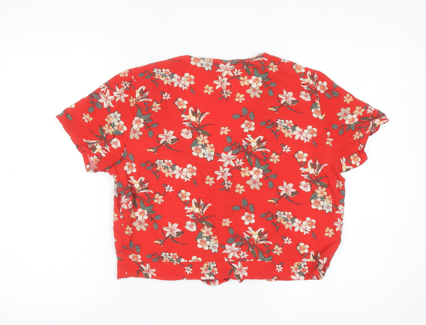 Vero Moda Women's Red Floral Cropped Blouse Size L