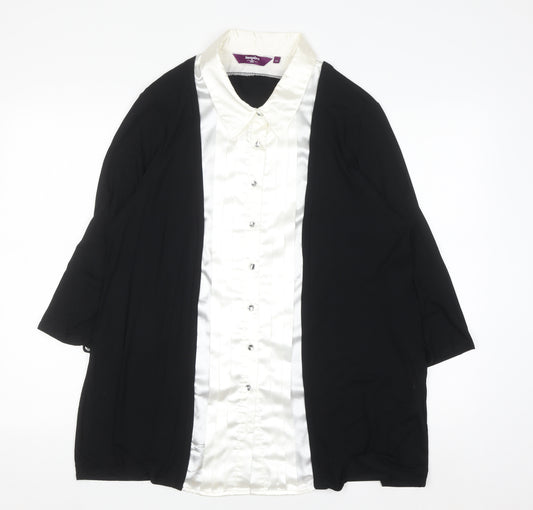 New Look Inspire Women's Plus Size 22 Black Ivory Button Blouse