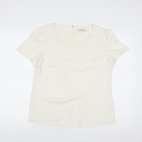 Oasis Women Ivory Short Sleeve Woven Blouse Size 12