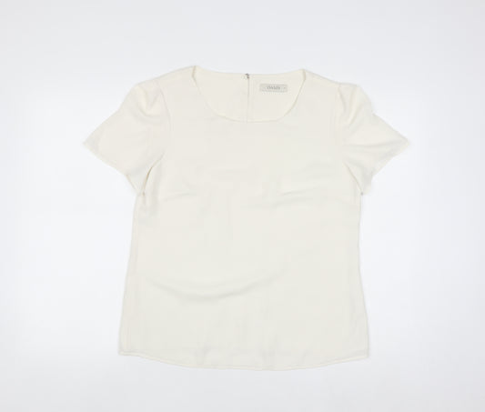 Oasis Women Ivory Short Sleeve Woven Blouse Size 12