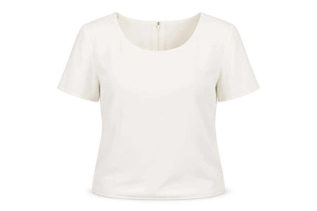 Front view of Oasis Women Ivory Short Sleeve Woven Blouse, size 12