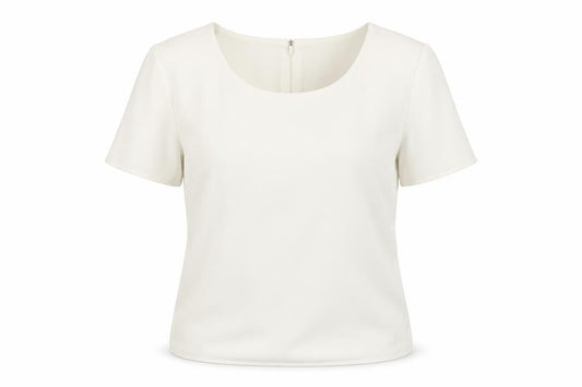 Front view of Oasis Women Ivory Short Sleeve Woven Blouse, size 12