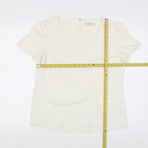 Oasis Women Ivory Short Sleeve Woven Blouse Size 12