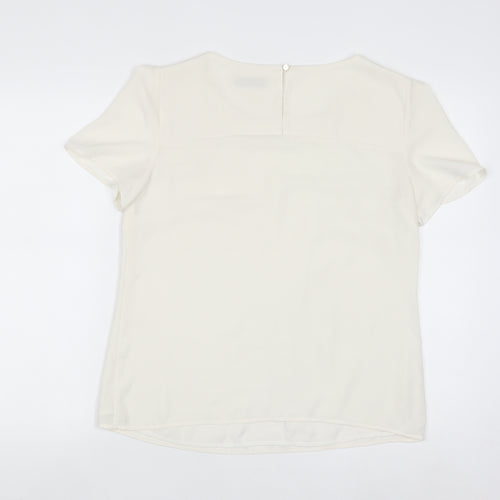 Oasis Women Ivory Short Sleeve Woven Blouse Size 12