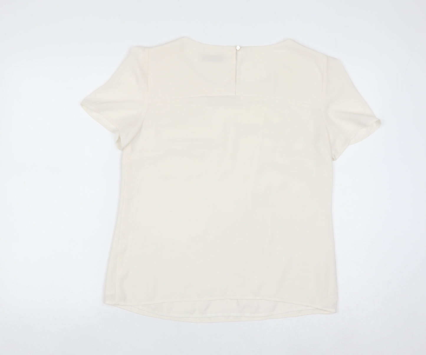 Oasis Women Ivory Short Sleeve Woven Blouse Size 12