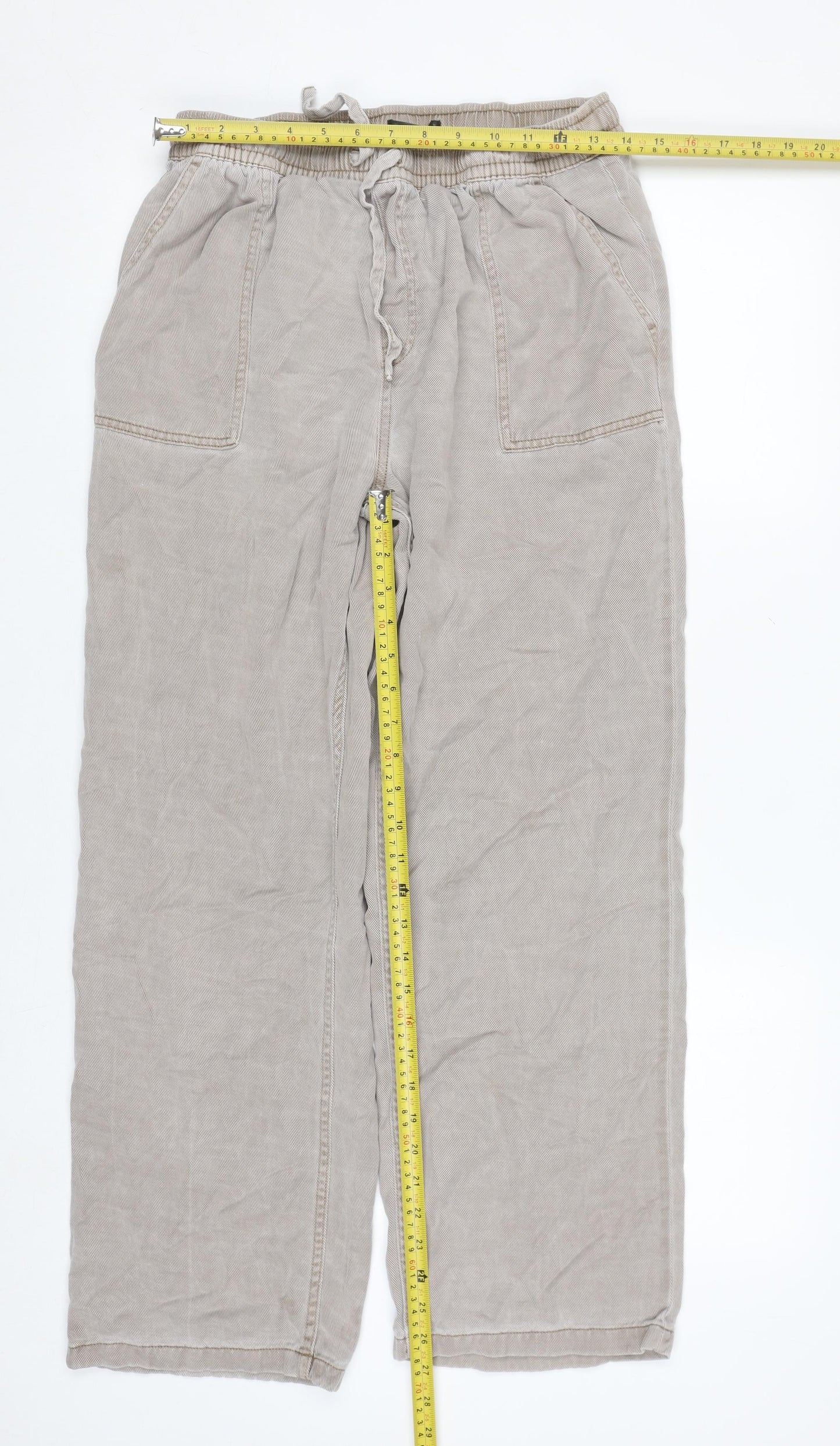 Dunnes Stores Mens Beige Relaxed Fit Lyocell Cotton Casual Trousers M