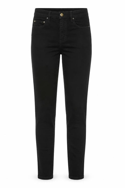Front view of Nobody women’s black high rise skinny jeans, size UK 26
