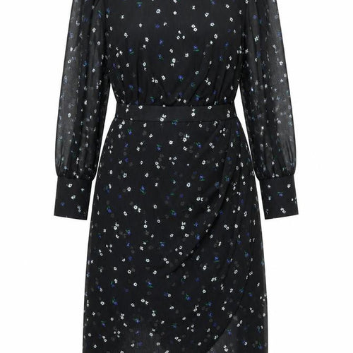 Lipsy Women Black Floral Midi Fit & Flare Dress Size 14