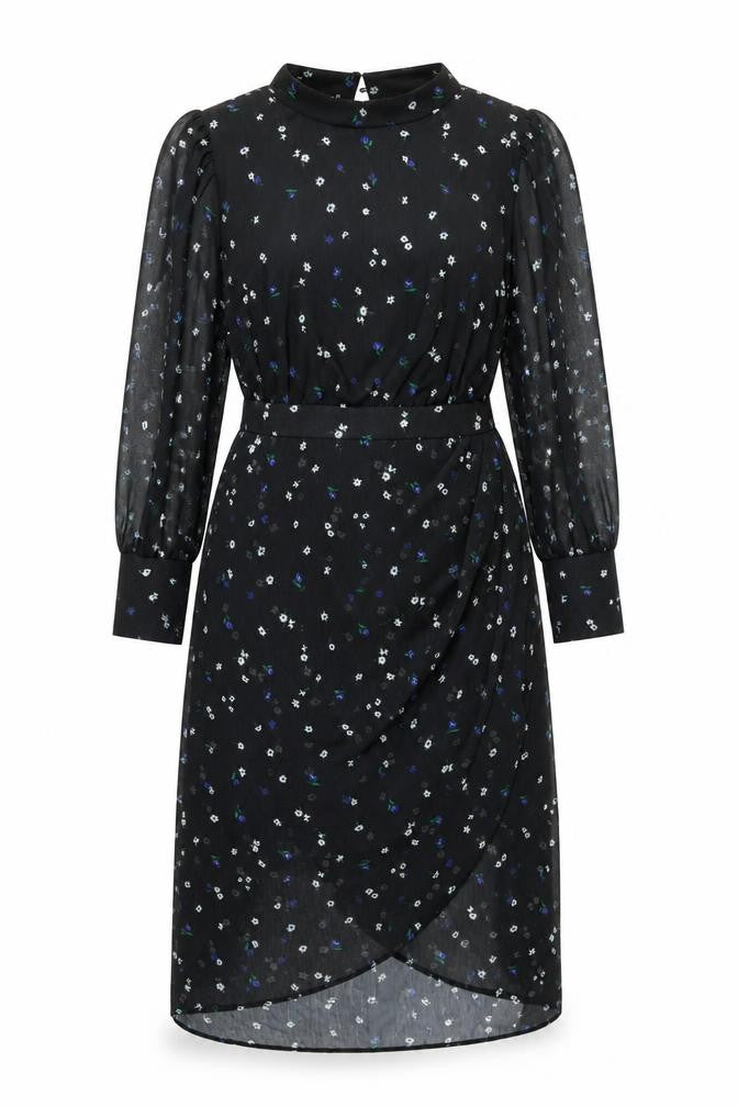 Lipsy Women Black Floral Midi Fit & Flare Dress Size 14