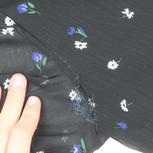 Lipsy Women Black Floral Midi Fit & Flare Dress Size 14