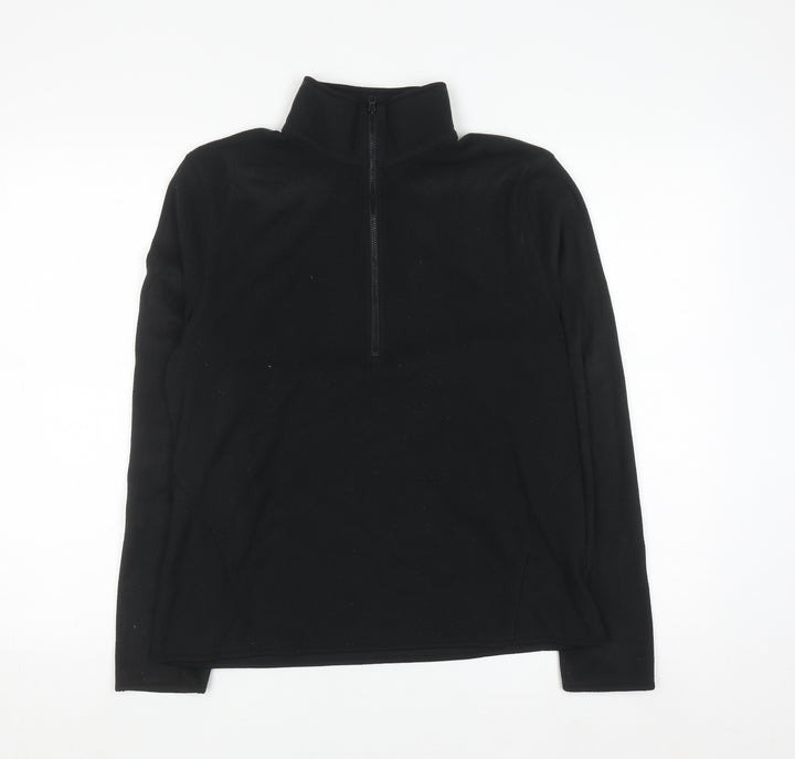 Primark Women Black Fleece 1/2 Zip Pullover Sweatshirt Size 12/14 Medium