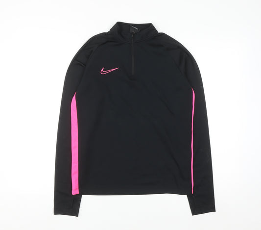 Nike Womens Black Pink Dri-FIT 1/4 Zip Sweatshirt L