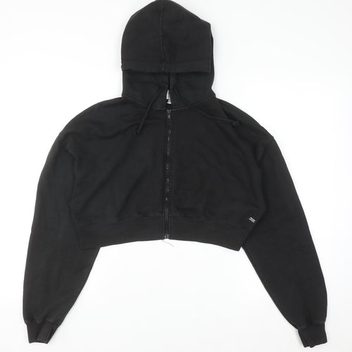 Pull&Bear Teen Black Cropped Full Zip Hoodie Size S