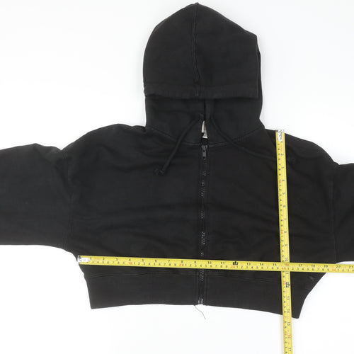 Pull&Bear Teen Black Cropped Full Zip Hoodie Size S