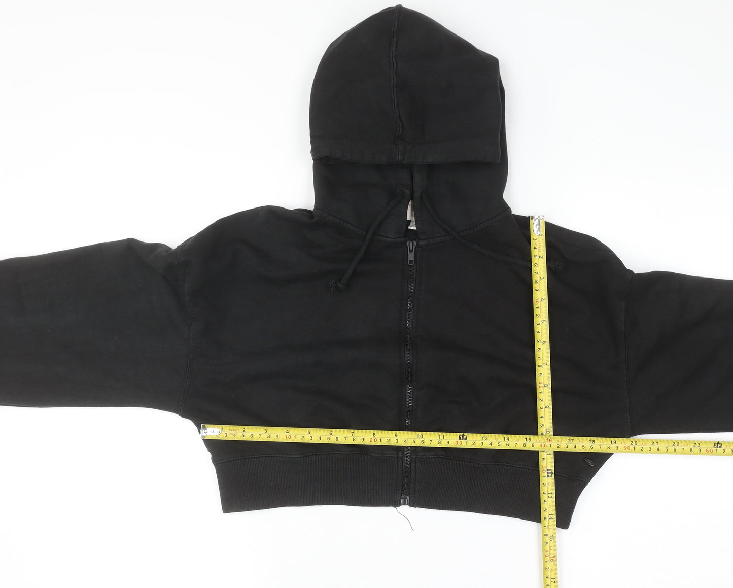 Pull&Bear Teen Black Cropped Full Zip Hoodie Size S