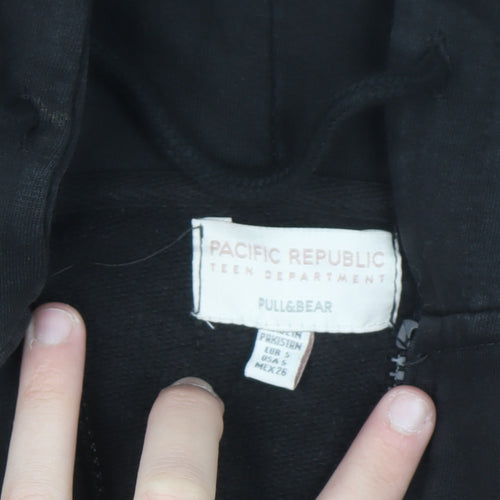 Pull&Bear Teen Black Cropped Full Zip Hoodie Size S