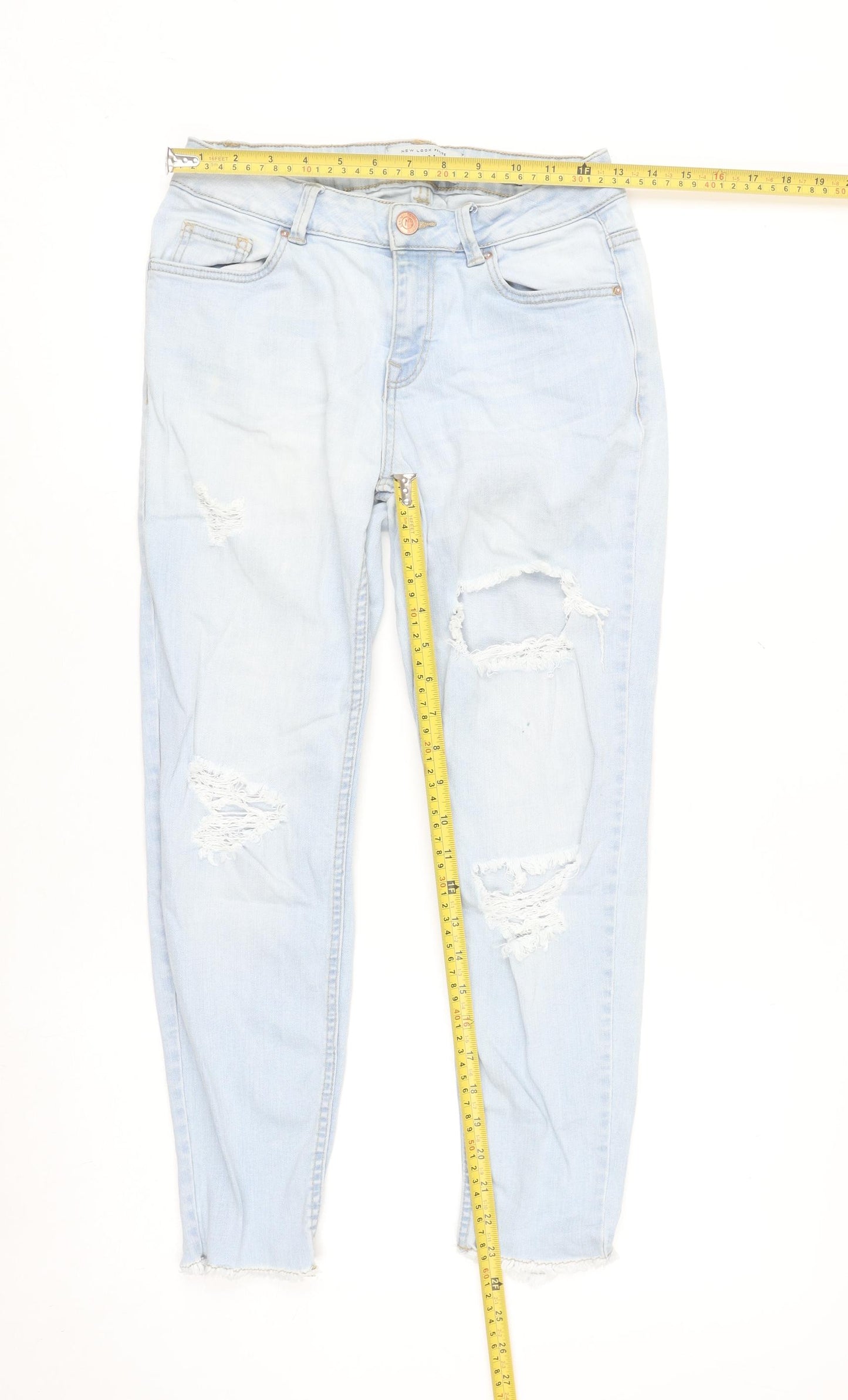 New Look Petite Jenna Blue Distressed Skinny Jeans UK 10