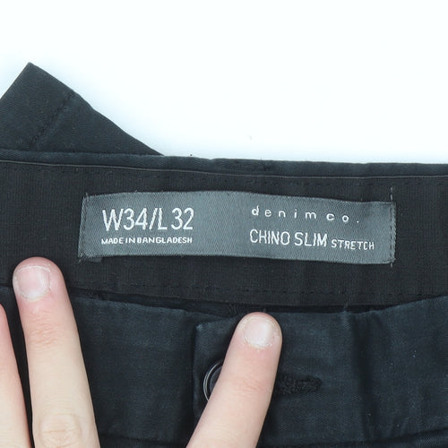Primark Men’s Black Slim Fit Chino Trousers W34 L32