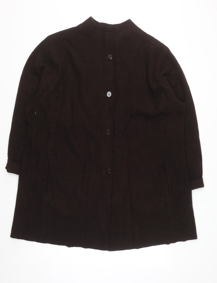 Mandarin Blue Unisex Adults Brown Wool Mid-Length Overcoat 2XL