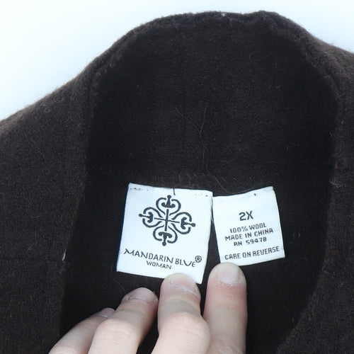 Mandarin Blue Unisex Adults Brown Wool Mid-Length Overcoat 2XL