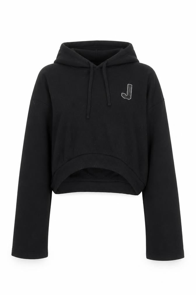 Juicy Couture Women's Black Cropped Hoodie Medium Cotton Blend