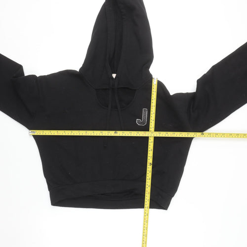 Juicy Couture Women's Black Cropped Hoodie Medium Cotton Blend