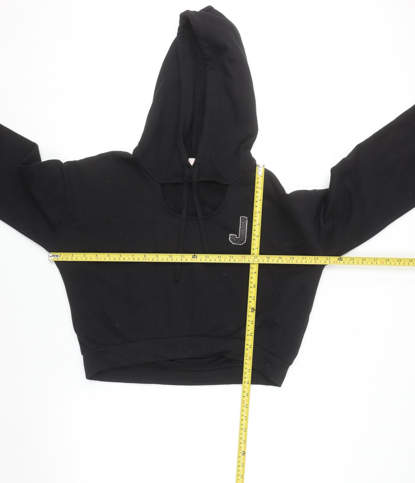 Juicy Couture Women's Black Cropped Hoodie Medium Cotton Blend