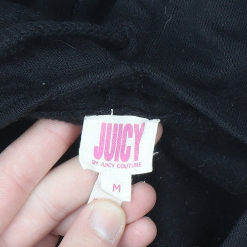 Juicy Couture Women's Black Cropped Hoodie Medium Cotton Blend