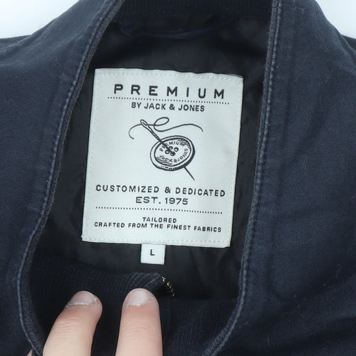 Jack & Jones Premium Men's Navy Cotton Bomber Jacket Size L