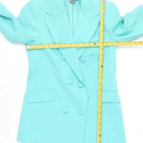 Primark Women Blue Blazer Size 4 Double Breasted Lined Jacket