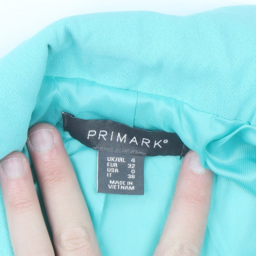 Primark Women Blue Blazer Size 4 Double Breasted Lined Jacket