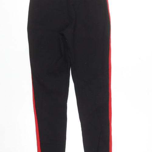 Zara Women Black Ankle Leggings Size 12 with Red Side Stripe
