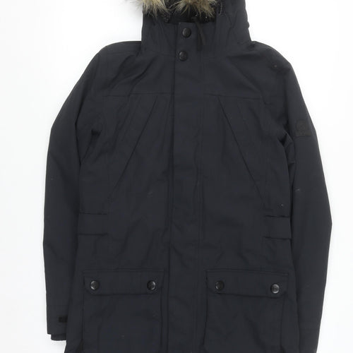TOG24 Women's Black Parka Coat Size 8 Hooded Waterproof Winter Jacket