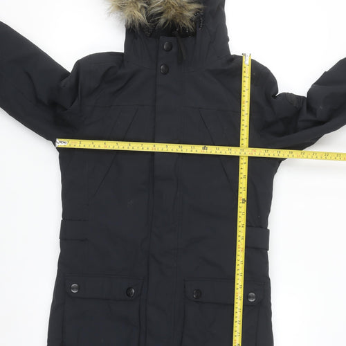 TOG24 Women's Black Parka Coat Size 8 Hooded Waterproof Winter Jacket
