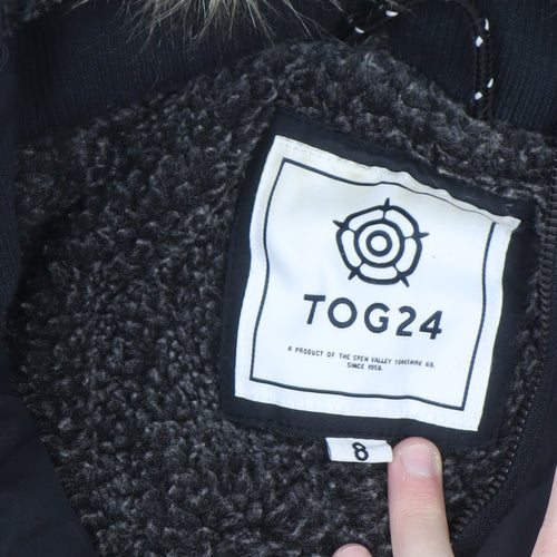 TOG24 Women's Black Parka Coat Size 8 Hooded Waterproof Winter Jacket