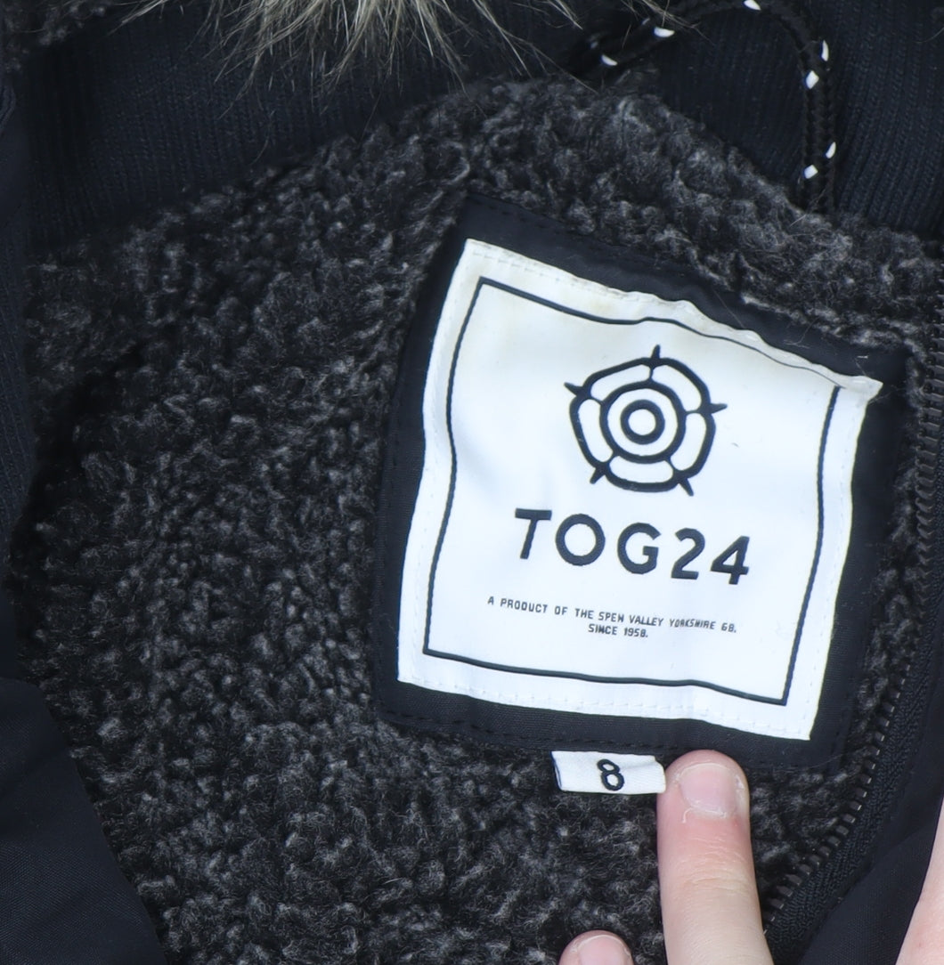 TOG24 Women's Black Parka Coat Size 8 Hooded Waterproof Winter Jacket