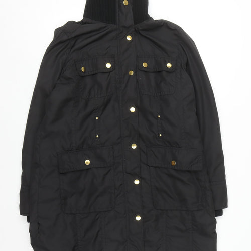 Wallis Womens Black Long Parka Coat Size 18 with High Collar