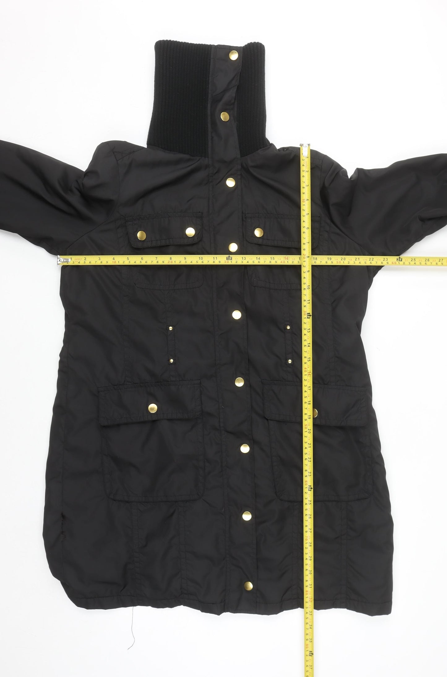 Wallis Womens Black Long Parka Coat Size 18 with High Collar
