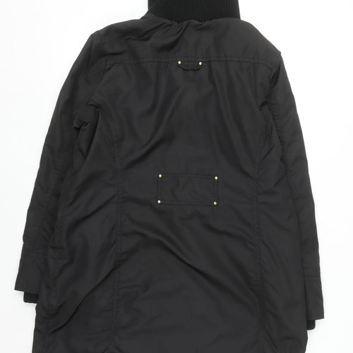 Wallis Womens Black Long Parka Coat Size 18 with High Collar