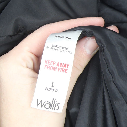 Wallis Womens Black Long Parka Coat Size 18 with High Collar