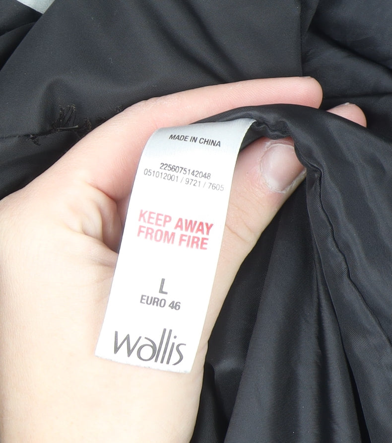 Wallis Womens Black Long Parka Coat Size 18 with High Collar
