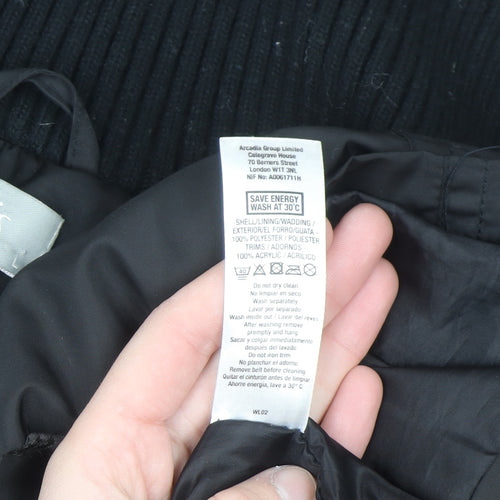 Wallis Womens Black Long Parka Coat Size 18 with High Collar