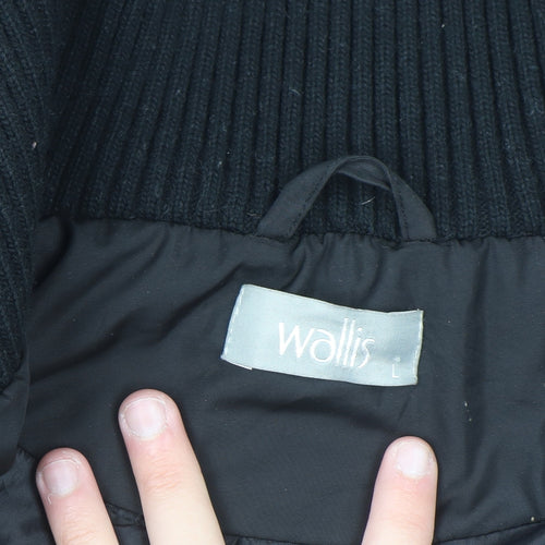 Wallis Womens Black Long Parka Coat Size 18 with High Collar