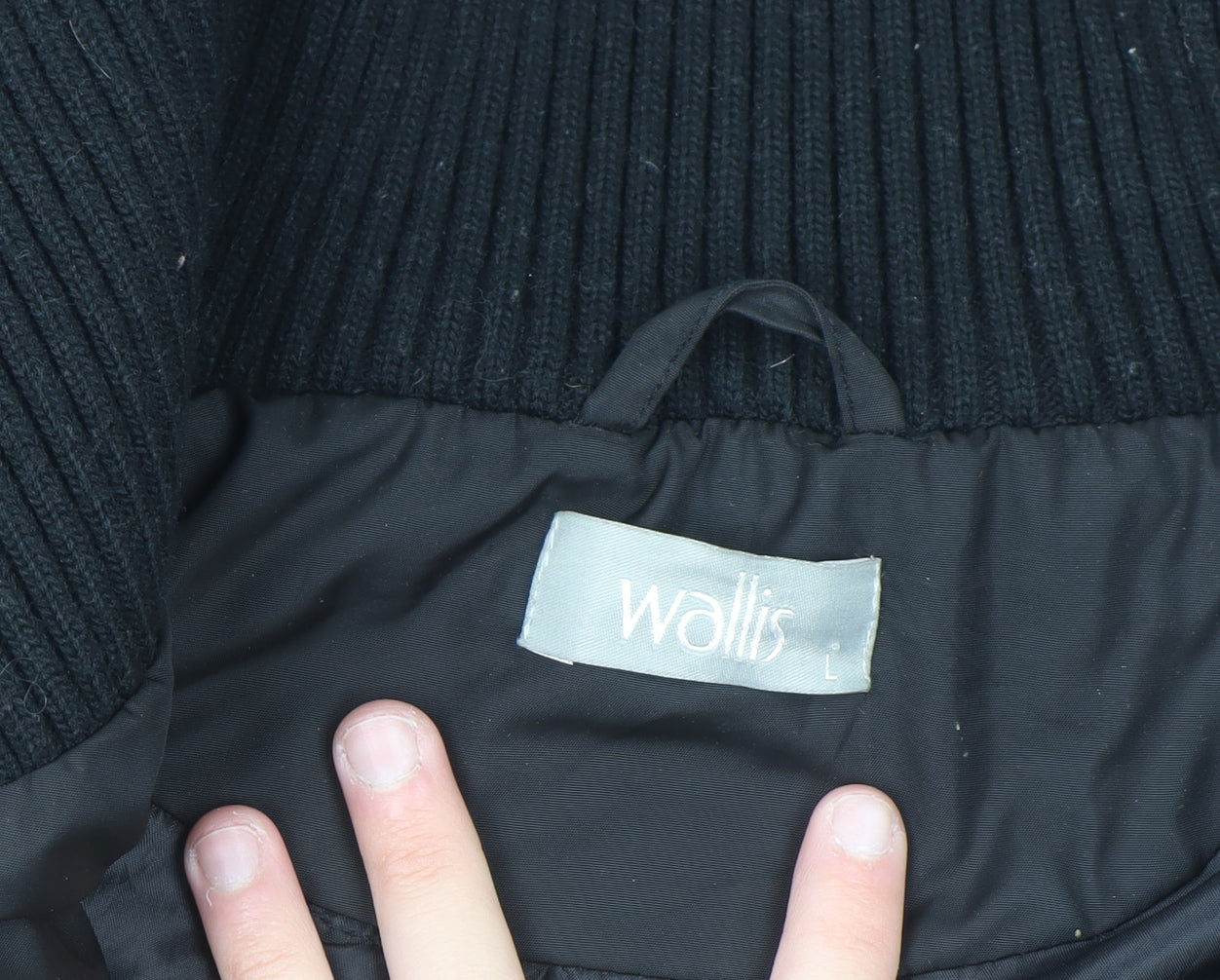 Wallis Womens Black Long Parka Coat Size 18 with High Collar