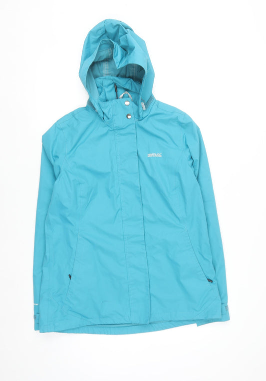 Regatta Women's Blue Waterproof Hooded Rain Jacket UK 12