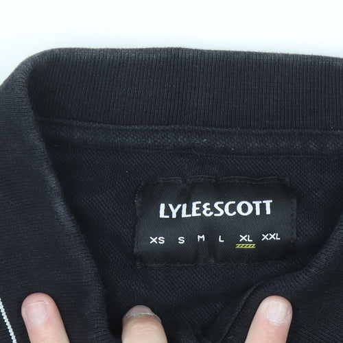 Lyle & Scott Men's Black Polo Shirt Size L Cotton Short Sleeve Classic