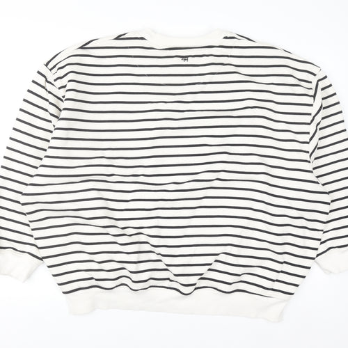 4th & Reckless Women Black White Striped Paris Pullover Sweatshirt XXL