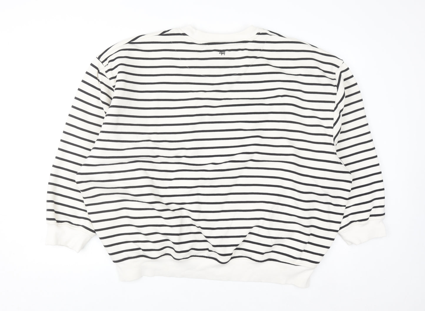 4th & Reckless Women Black White Striped Paris Pullover Sweatshirt XXL