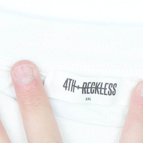 4th & Reckless Women Black White Striped Paris Pullover Sweatshirt XXL